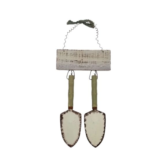 3pc Veggie Plaque 2 Trowels Corn Carrots Garden Patio Decor Wood Metal - Picture 3 of 5